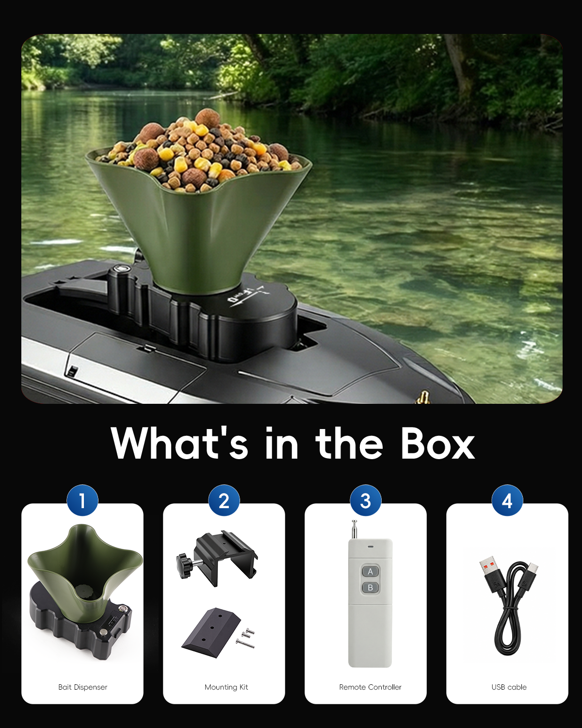 360° Rotating Bait Dispenser & - đánh giá và giá Fishing Gps