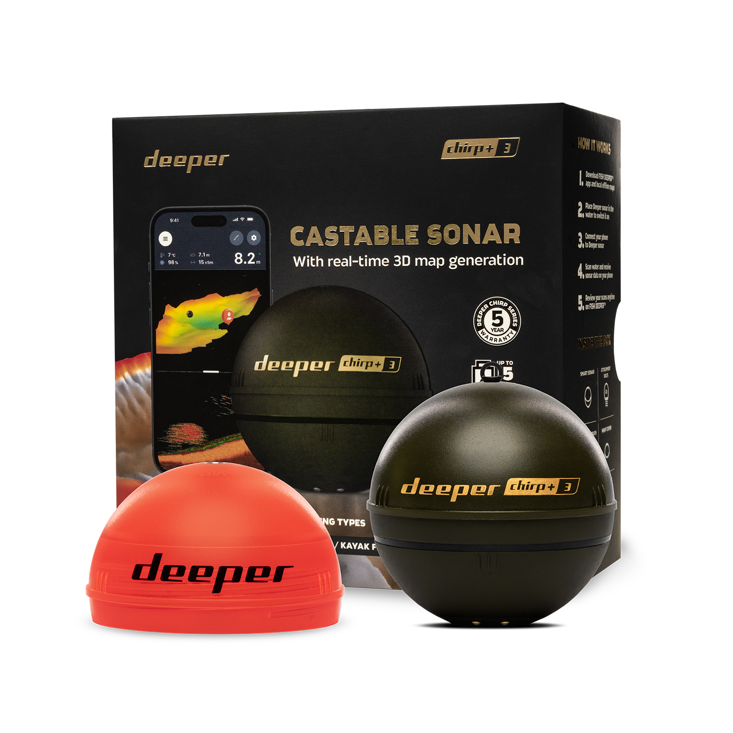 Deeper Smart Sonar Chirp+3 Fis - đánh giá và giá Fish Finder Transducer