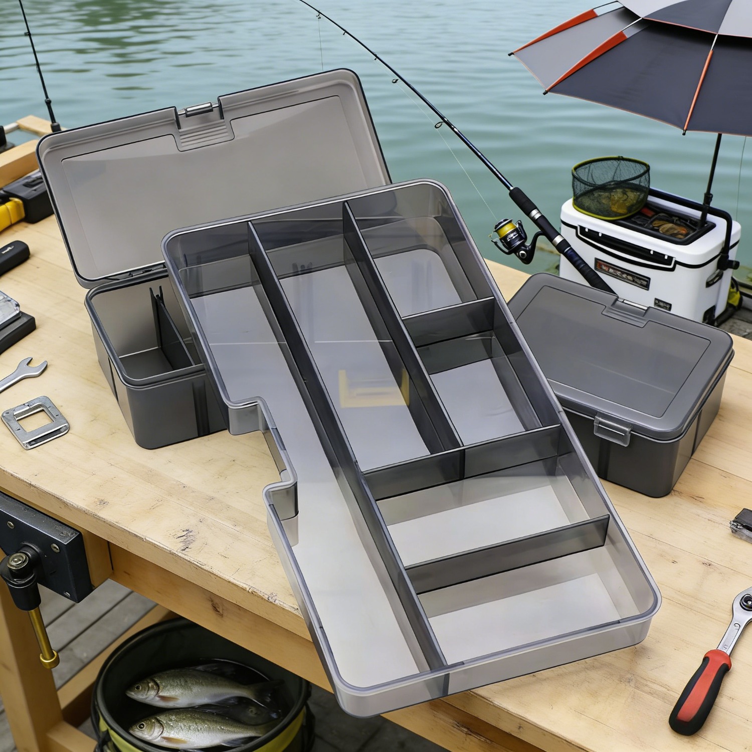Portable double-layer transpar - đánh giá và giá Fish Finder Case